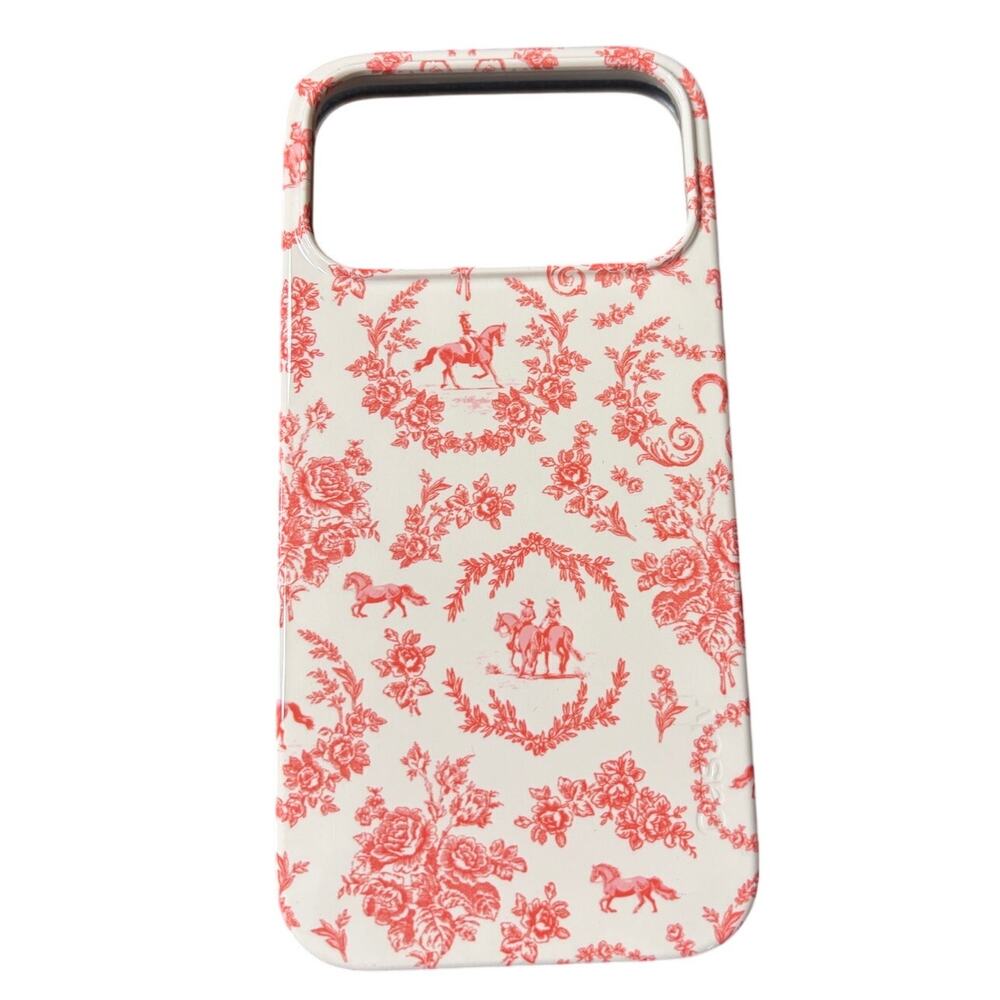 Stylish White & Coral Floral Print Phone Case